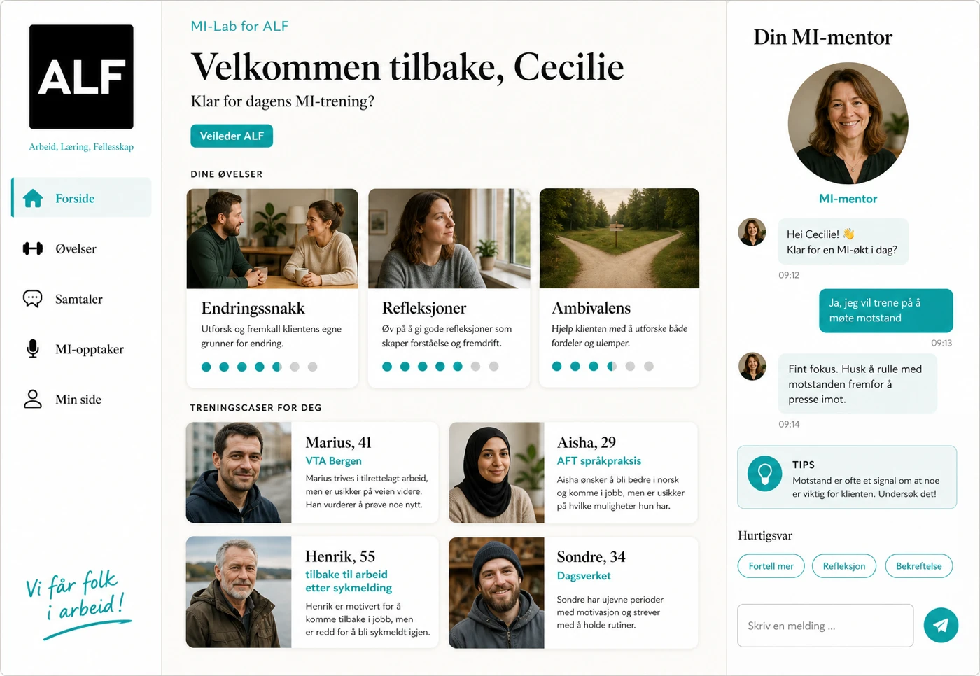 ALF sin egen MI-lab: egen logo, farger og forside